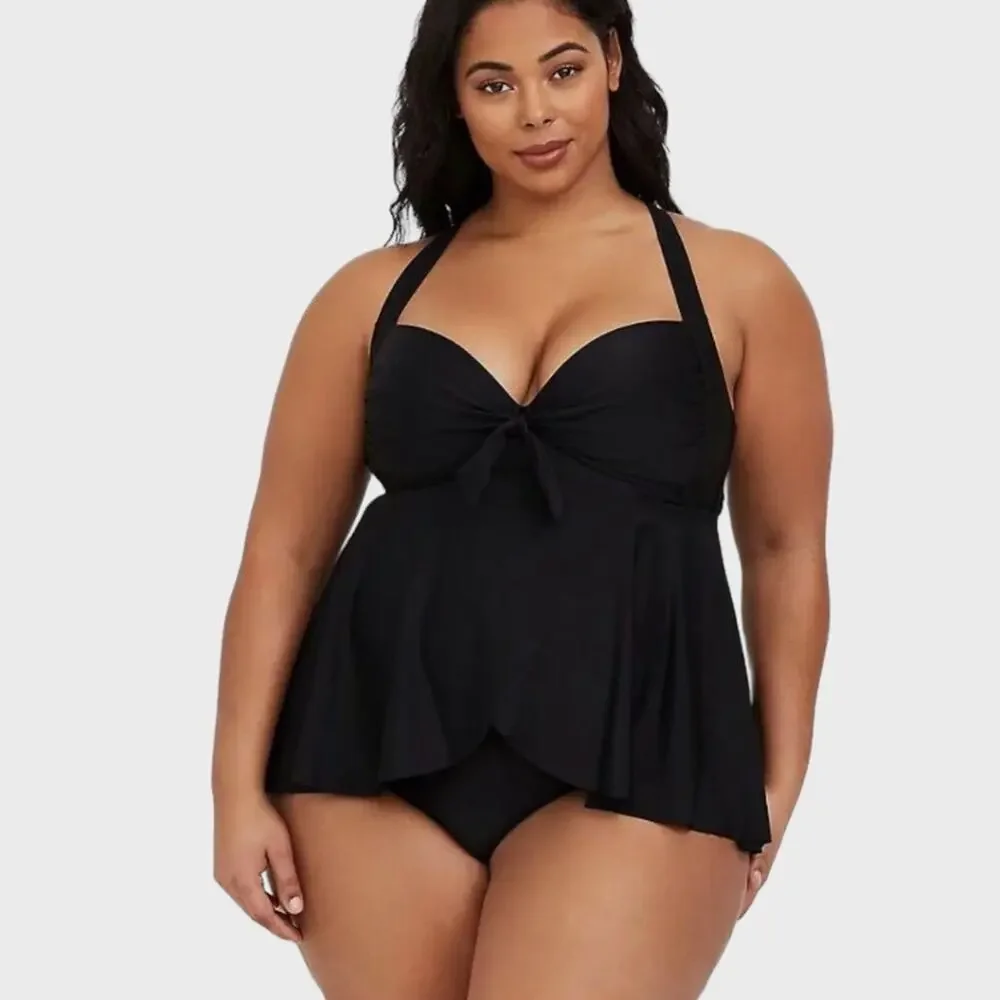 TORRID Vixen Front Tie Babydoll One Piece Swimsuit SwimDress - Picture 1 of 5